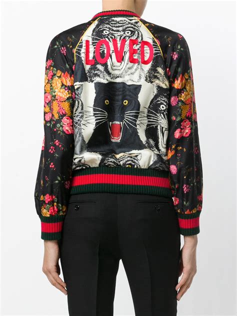 gucci jersey bomber jacket with panther|Gucci bomber jacket price.